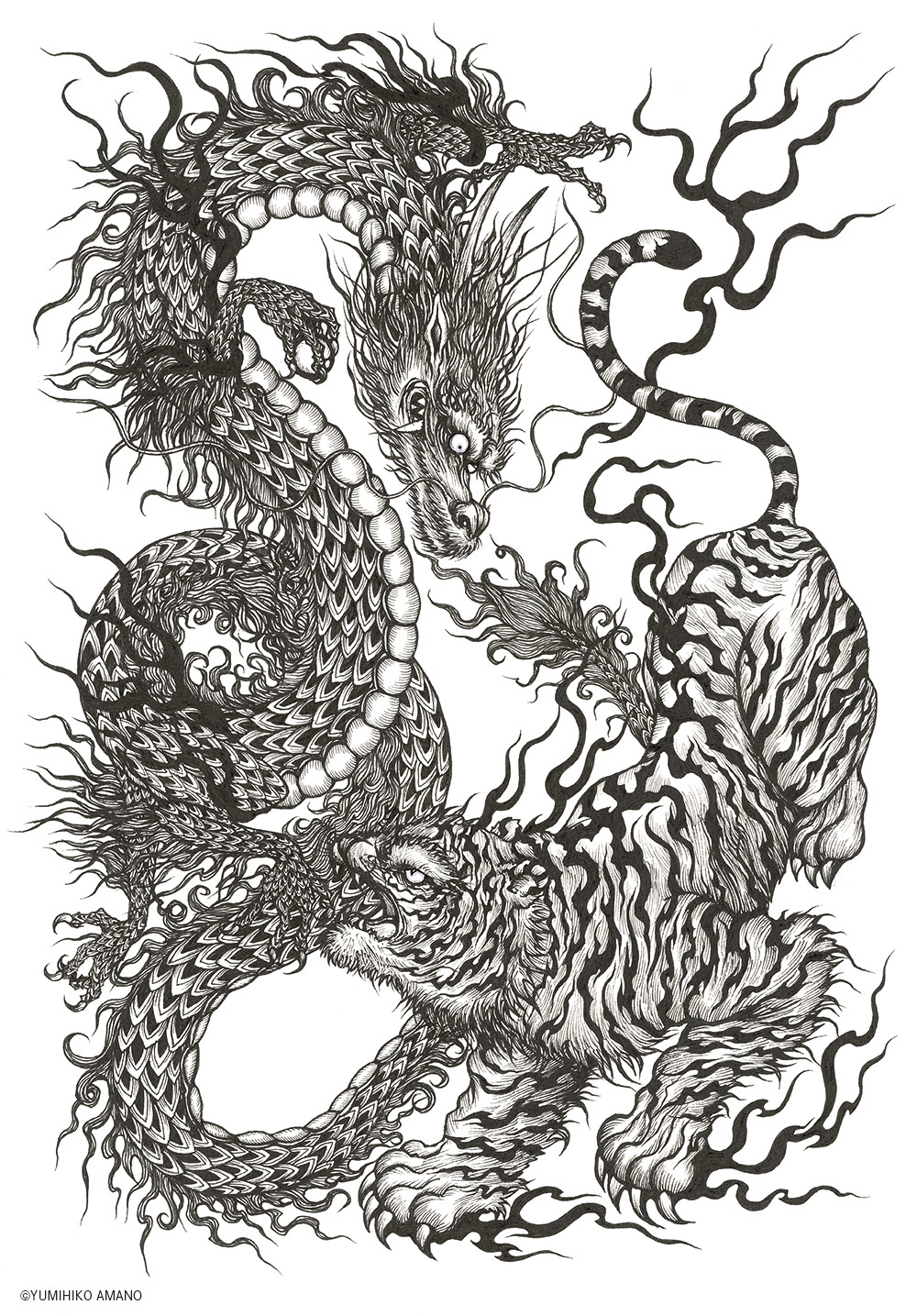 天野弓彦《龍虎》